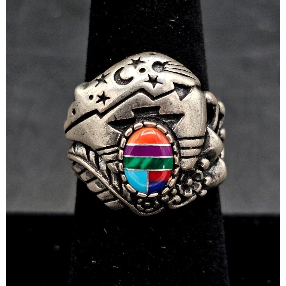 Shube Dakota West Sterling Silver Ring RARE Southwestern SIGNED Night Sky SIZE 7